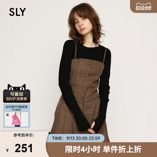 SLY 春季新品法式赫本风多穿法百褶吊带连衣裙030HAR33-5761