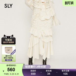 甜酷风设计感抽褶不规则半身裙女030ISZ31 新品 0221 夏季 SLY