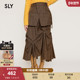 SLY 3711 复古港风不规则褶皱假两件半身裙030HAZ31 冬季 新品