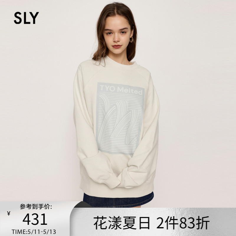 sly男友风创意图案插肩袖卫衣