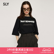 SLY 夏季新品字母印花OVERSIZE休闲短袖T恤女030GSR90-1600