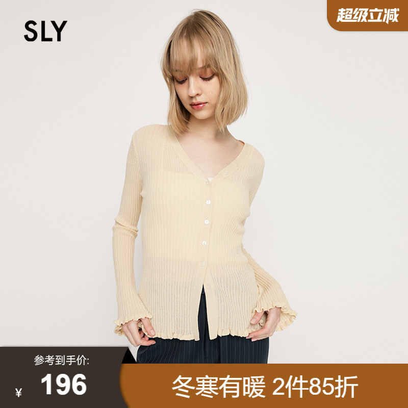 SLY简约通勤风多色花边针织开衫