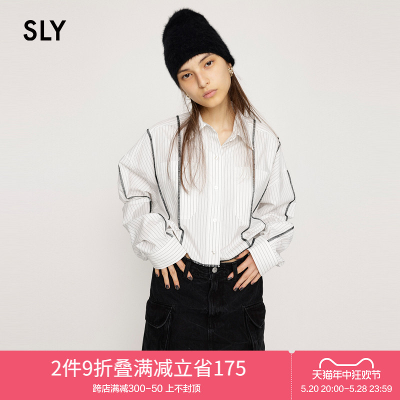 sly休闲风解构大廓型短款衬衫