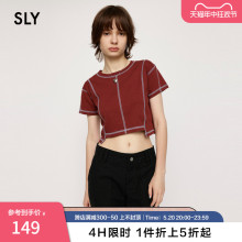 SLY 夏季新品甜酷不对称设计小版型直筒短袖T恤030GAR80-3410