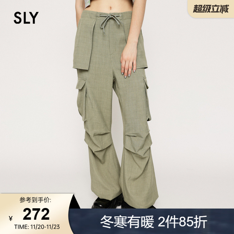 【宋妍霏同款】SLY 工装千禧风Y2K褶皱辣妹工装裤030GAZ31-0580