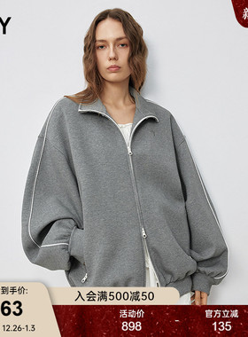 SLY2025秋季新品运动休闲风撞色立领双拉链夹克外套038IAU80-0101