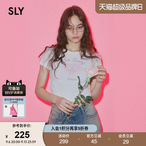 SLY x Esther Bunny早春新品爱心短款短袖T恤030IAZ01-0221
