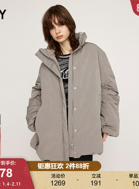SLY 2024冬季新品通勤简约风立领纯色宽松羽绒服女038HAM30-0171