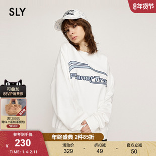 SLY 2024冬季新品休闲中性风撞色印花圆领套头卫衣030HAA90-3721