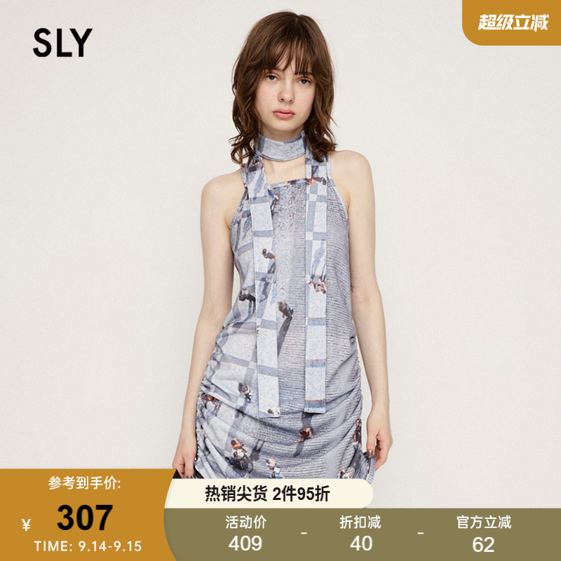 slyY2K辣妹创意街景图案连衣裙图片