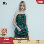 Y2K复古怀旧格纹捏褶吊带连衣裙女030HSM33 SLY 春季 1700