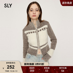 女030HAR70 SLY 撞色软糯直筒立领拉链针织开衫 新品 4861 24冬季