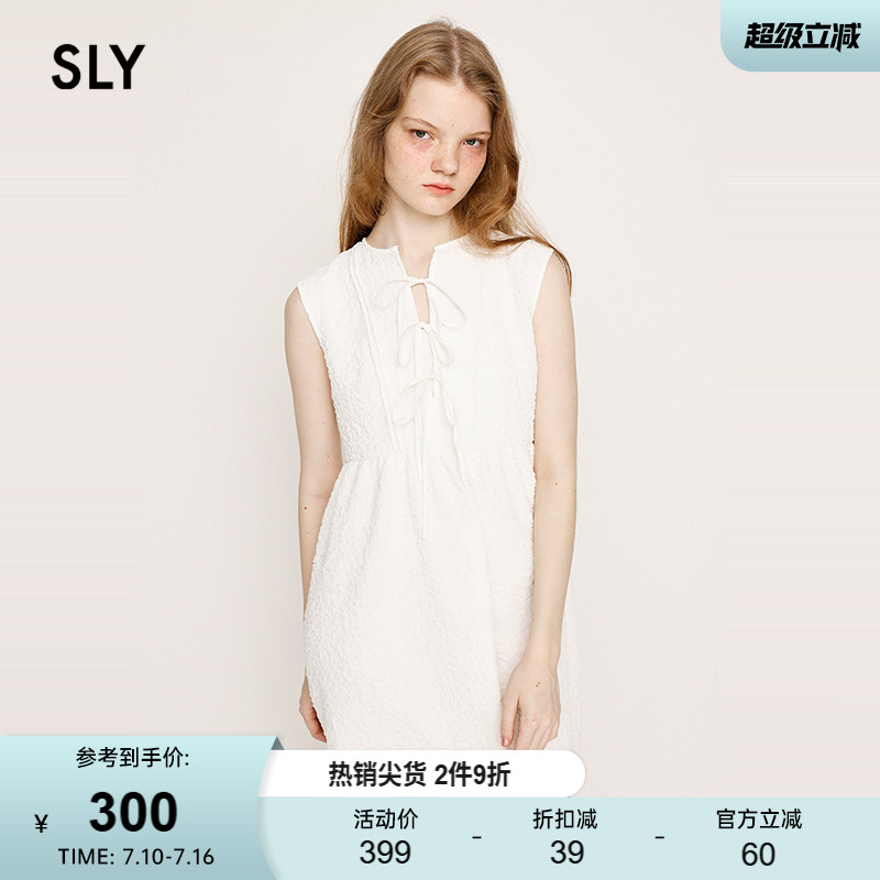 SLY夏季新品甜美风清新简约系带无袖时尚连衣裙030ISY33-4591