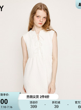 SLY夏季新品甜美风清新简约系带无袖时尚连衣裙030ISY33-4591