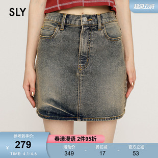 美式 SLY 春季 新品 0811 辣妹复古水洗牛仔裙半身裙女030HAY12