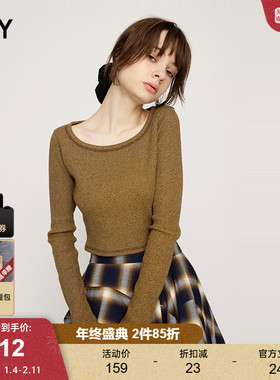 SLY 2024冬季新品简约风圆领长袖针织衫打底上衣030HAM80-2351