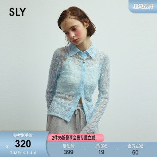 翻领上衣030ISY30 SLY 2191 衬衫 纯欲风透视蕾丝长袖 夏季 新品