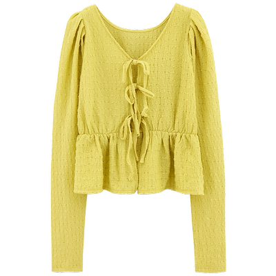 SLY田园淑女风泡泡袖针织开衫