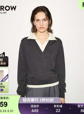 【THROW】SLY 春季新品简约通勤假两件针织衫女030HA070-4101