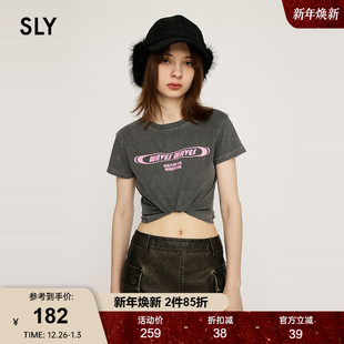 2024秋季 T恤030HAR90 新品 复古辣妹风撞色字母短袖 0541 美式 SLY