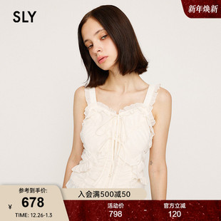 2025秋季 030IAZ30 新品 吊带衫 0831 甜美风木耳边拼接绑带修身 SLY