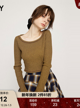 SLY 2024冬季新品简约风圆领长袖针织衫打底上衣030HAM80-2351