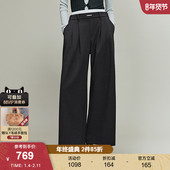 新品 通勤竖条纹捏褶阔腿休闲西装 长裤 SLY冬季 女038IAA31 1004