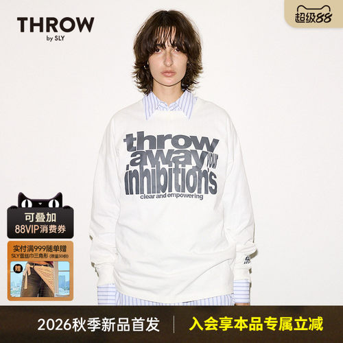 SLY 2026早春新品美式复古风字母印花圆领长袖T恤女030JS001-1721