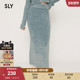 SLY 1621 优雅后开叉细闪软糯针织半身裙女030HAZ71 冬季 新品