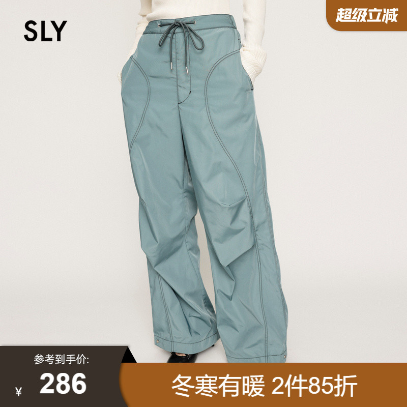 SLY抽绳褶皱尼龙工装裤休闲裤