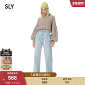 SLY冬季 5311 女030HAZ11 新品 休闲简约水洗高腰直筒牛仔裤