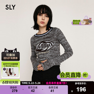 SLY 春季新品甜酷辣妹风杂色字母针织衫上衣女030HAZ70-5051