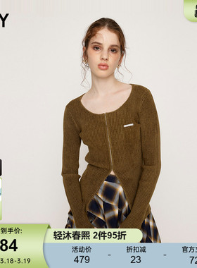 SLY 春季新品简约圆领修身针织打底上衣030HAZ70-1551