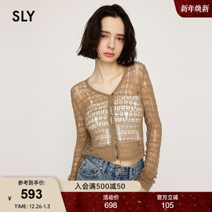 2025夏季 小上衣女030IS470 新品 短款 4851 轻薄V领镂空针织开衫 SLY