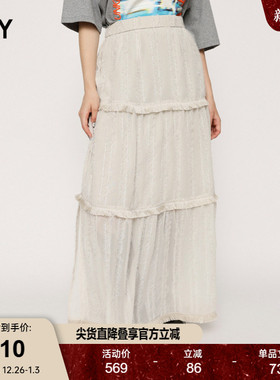 sly 24冬季新款温柔初恋感小白裙简约蕾丝半身裙038HAZ31-0291