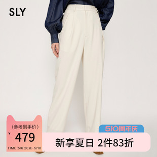 新品 休闲裤 030GSY31 0130 夏季 OL风腰部不对称折裥直筒裤 SLY