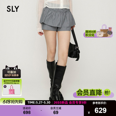 SLY2026夏季新品元气芭蕾风抽褶高腰假两件短款裙裤030JSR31-2621