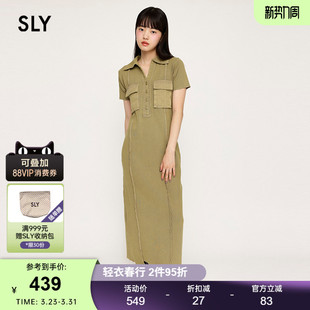 0201 复古文艺风POLO领贴袋休闲连衣裙030HSR83 SLY 春季