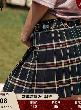 SLY 2024夏季新品运动芭蕾风格纹百褶半身裙030HSZ31-0551