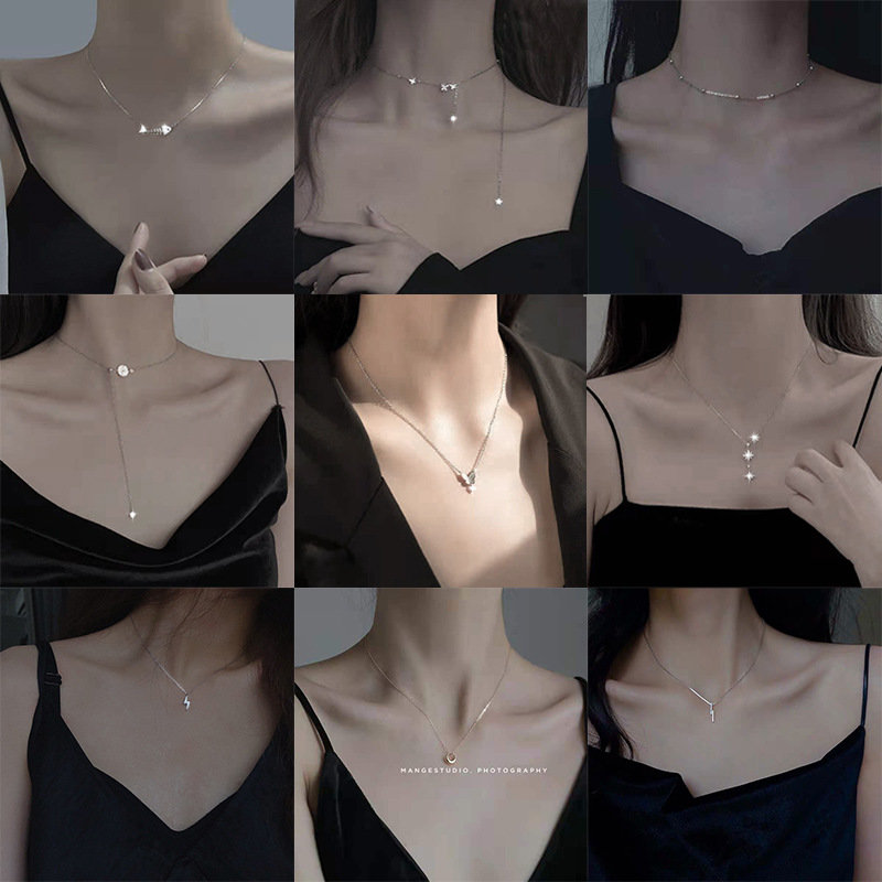 Korean minority design sense Necklace feminine temperament simple Butterfly Pendant collarbone chain geometric Necklace Jewelry