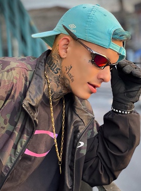 Y2K未来科技风骑行眼镜合金塑胶拼接镜框墨镜蒸汽朋克运动太阳镜