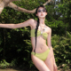 芥末绿日系网红风可爱分体抹胸比基尼bikini性感度假泡温泉泳衣女