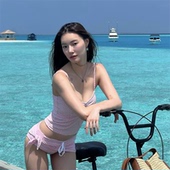 比基尼吊带底裤 分开买日韩ins头巾甜美少女性感小胸度假温泉泳衣