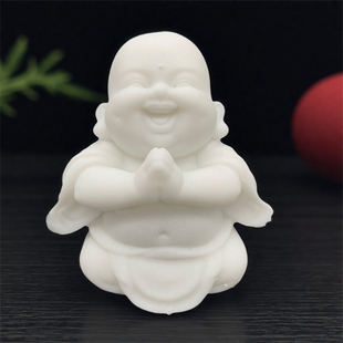 四不小弥勒汉白玉石雕摆件中式禅意笑佛家居客厅茶室桌面装饰品