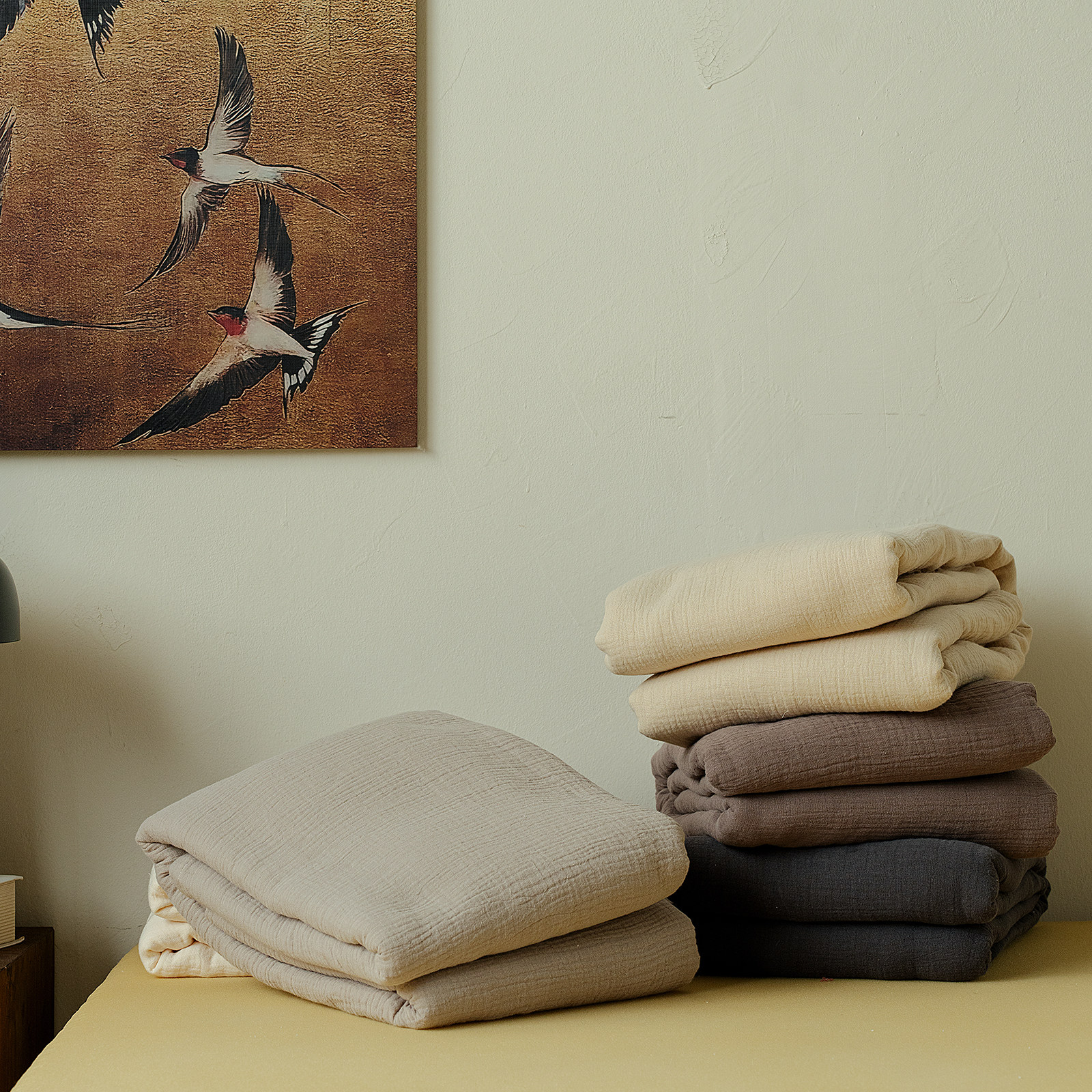 Zijpe~四季款柔软亲肤双层纱床单纯棉纱布席梦思保护罩单双人床品