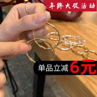 韩系 ins 风竹节耳环金属质感耳圈学生党甜酷风耳钉