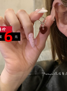 复古耳扣安可拉红色爱心耳环女秋冬款精致时尚耳钉高级感气质耳饰