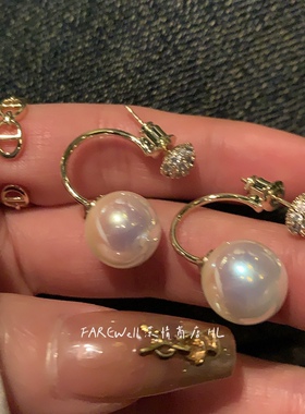 店主超推！珍珠耳钉秋冬高级感网红耳环2024爆款耳坠红色耳饰女