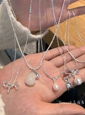 日系软妹海星蝴蝶结玉髓锁骨链