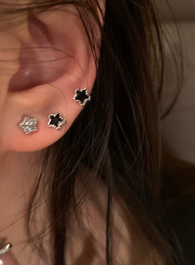 6件！套装黑色星星耳环小巧精致耳饰女高级感小巧睡觉不用摘耳钉